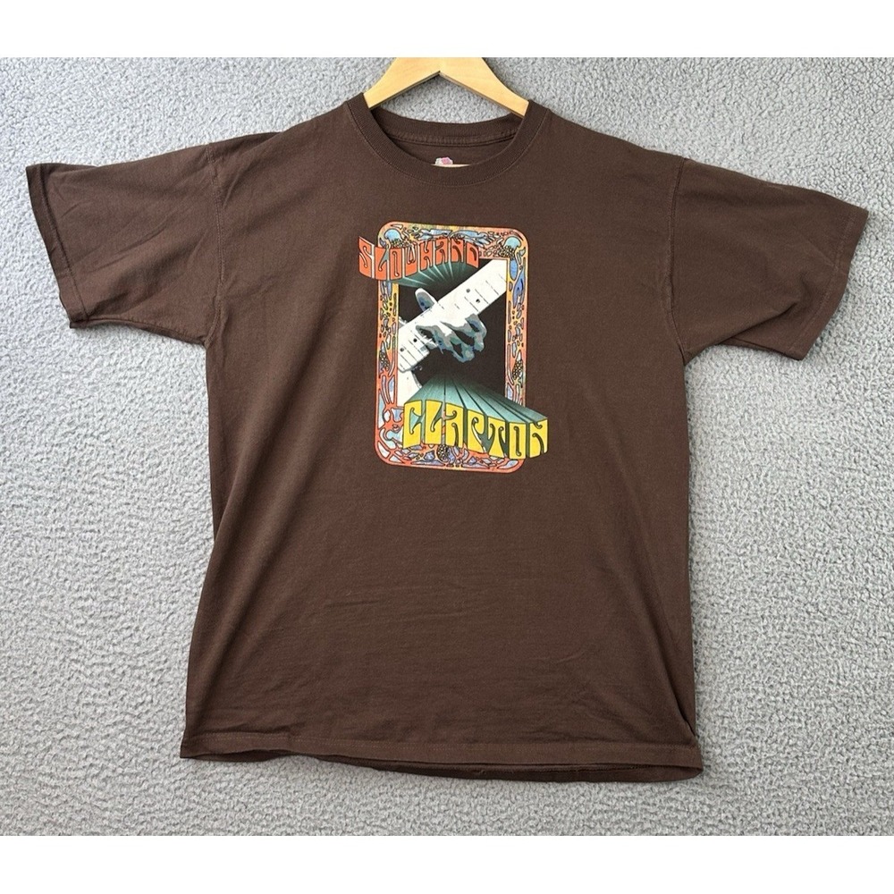Eric Clapton Slowhand World Tour T Shirt Adult Large Brown Concert T